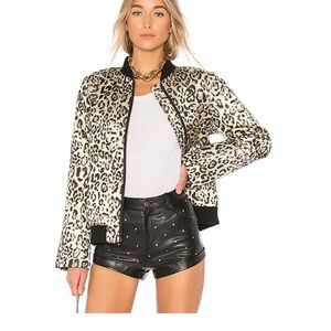 New Without Tags LPA Metallic Leopard Print Bomber Jacket